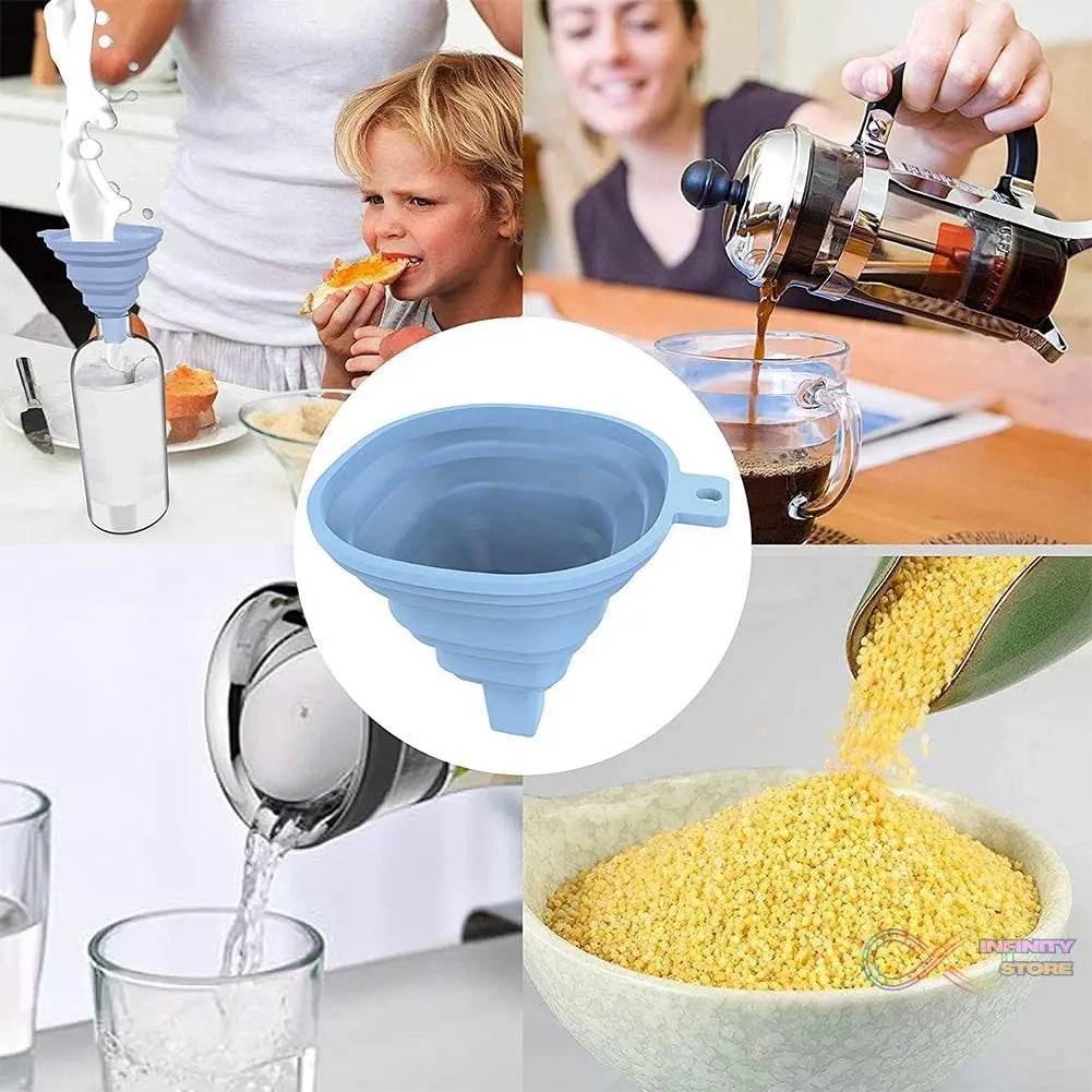 Flexible Silicone Foldable Kitchen Funnel for Liquid / Powder Transfer Hopper Food (Small) - infinityexculsivestore.com