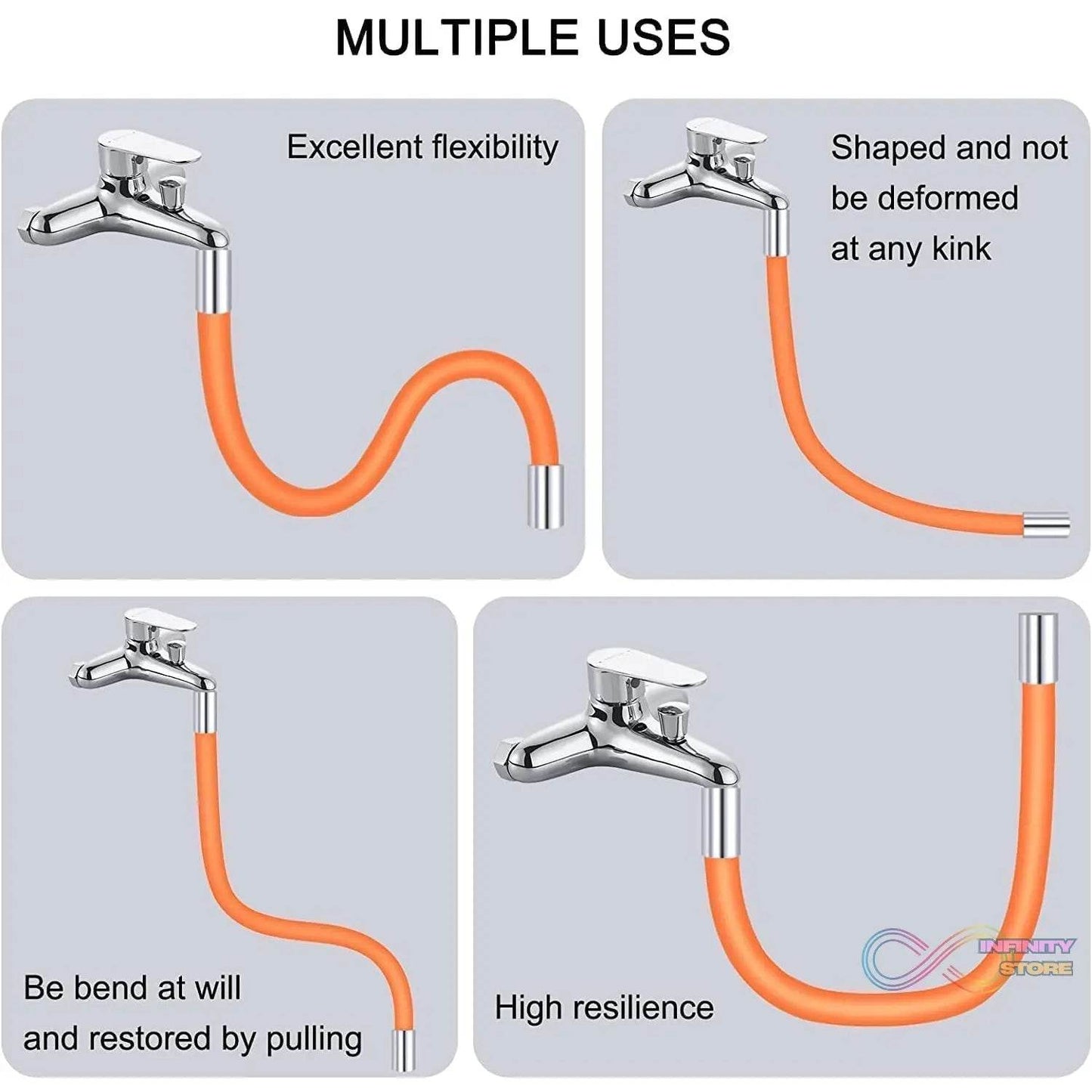 Flexible Water Tap Extender, Universal Foaming Extension Tube with Connector, 360 Free Bending Faucet Extender, Adjustable Sink Drain Extension (18cm) - infinityexculsivestore.com