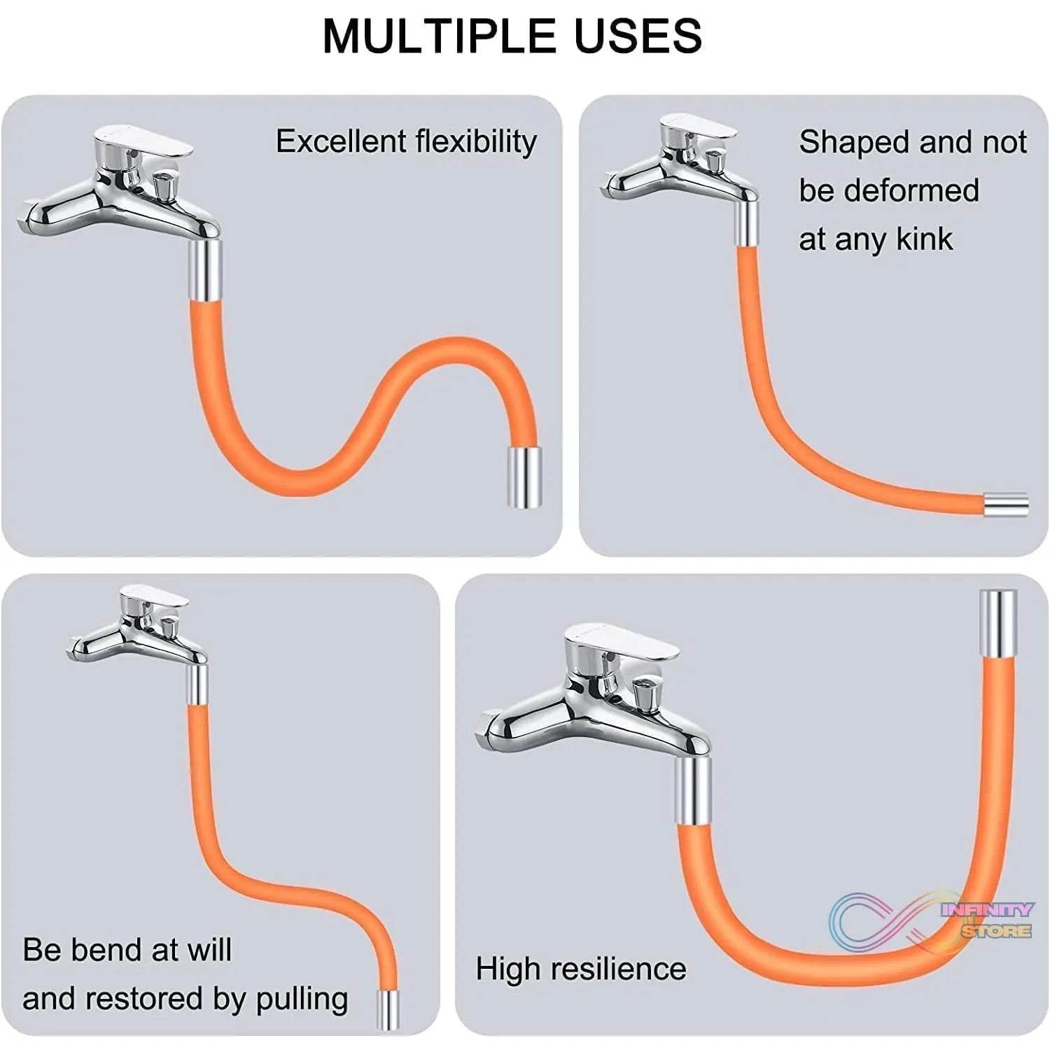 Flexible Water Tap Extender, Universal Foaming Extension Tube with Connector, 360 Free Bending Faucet Extender, Adjustable Sink Drain Extension (18cm) - infinityexculsivestore.com