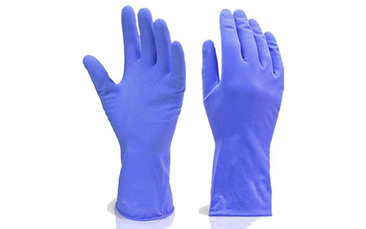 Flock line Reusable Rubber Hand Gloves (Blue) - 1pc - infinityexculsivestore.com