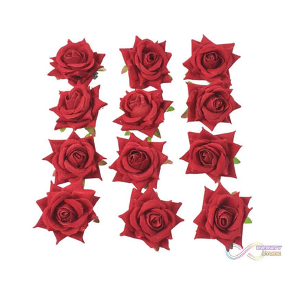 Flower Rose Hair Pin / Clip Velvet Flower Design (12 pcs Set) - infinityexculsivestore.com