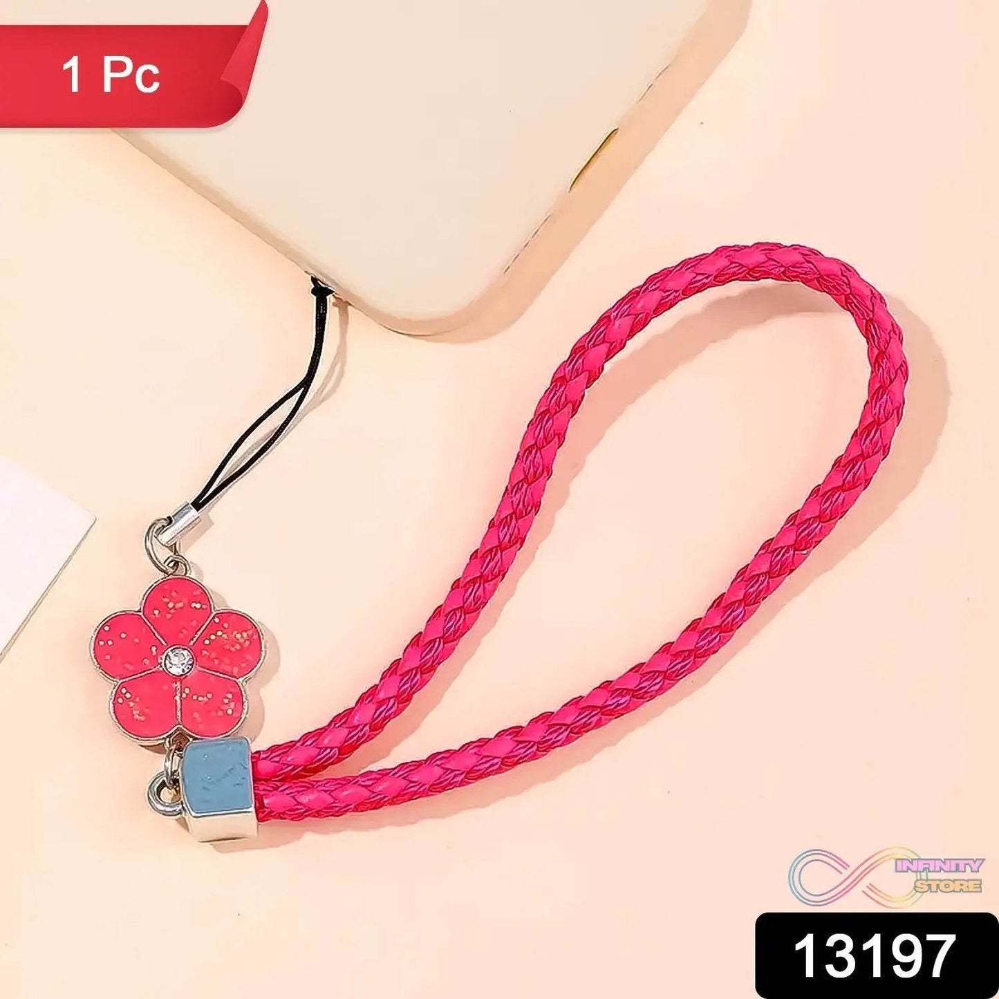 Flower Shape metal alloy pendant Nylon Braided leather hand strap lanyard phone (1 Pc / Multicolor) - infinityexculsivestore.com