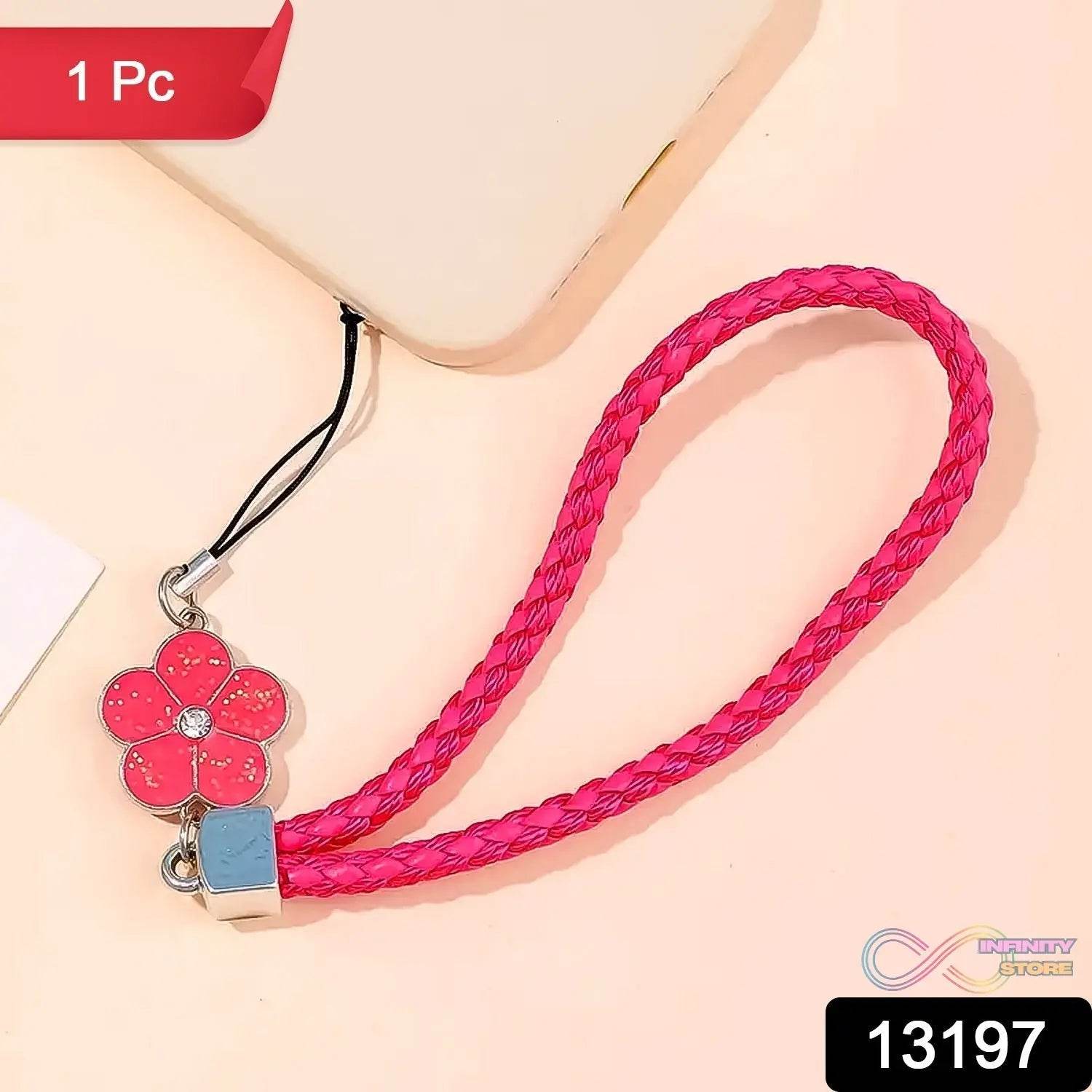 Flower Shape metal alloy pendant Nylon Braided leather hand strap lanyard phone (1 Pc / Multicolor) - infinityexculsivestore.com