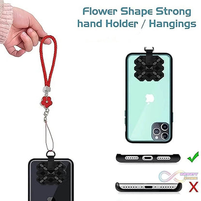 Flower Shape metal alloy pendant Nylon Braided leather hand strap lanyard phone (1 Pc / Multicolor) - infinityexculsivestore.com