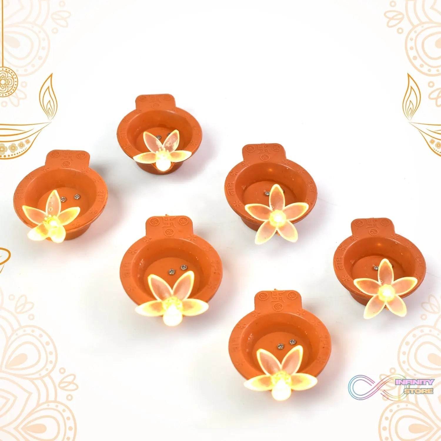 Flower Water Sensor Diyas for Diwali Decoration (6 Pcs Set) - infinityexculsivestore.com