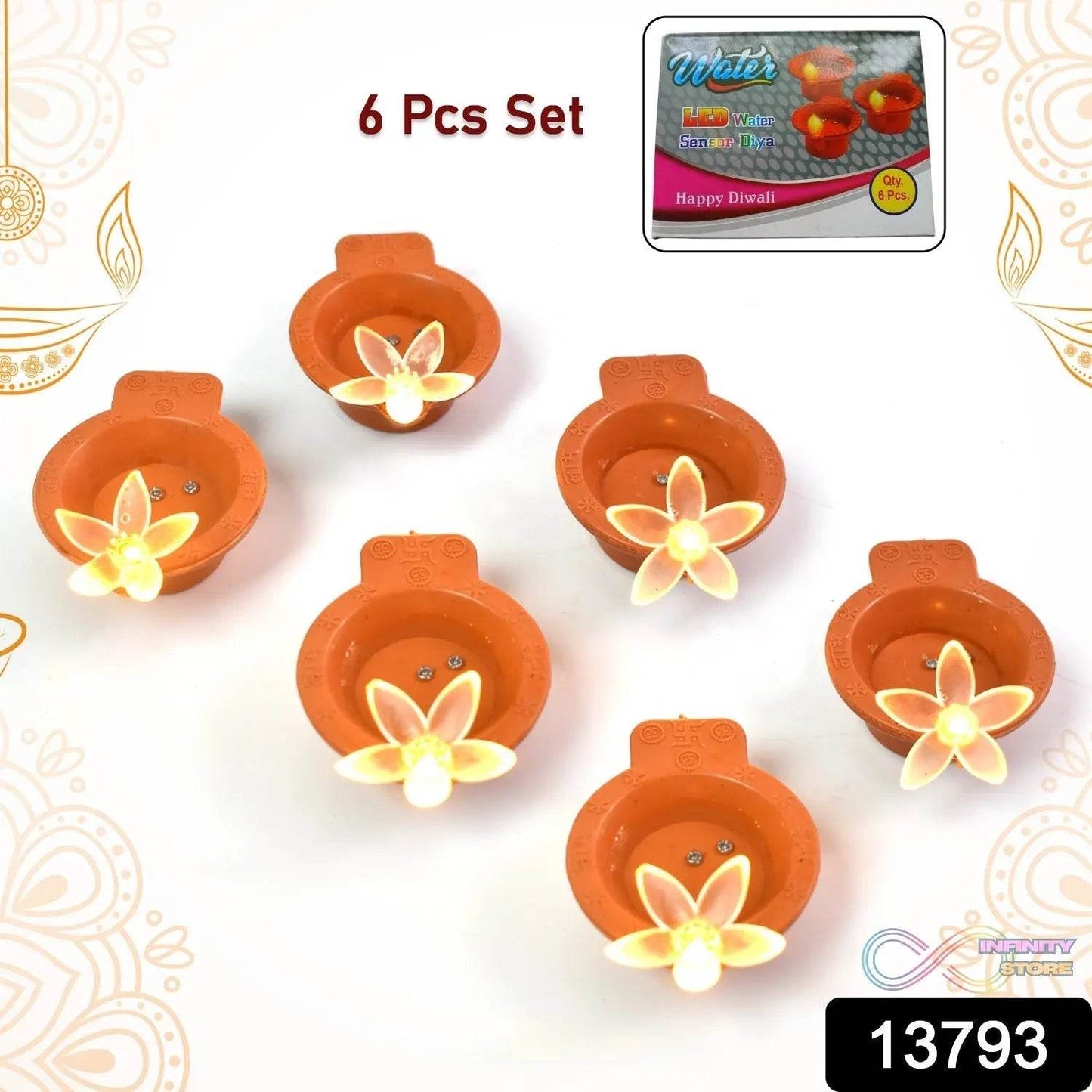 Flower Water Sensor Diyas for Diwali Decoration (6 Pcs Set) - infinityexculsivestore.com