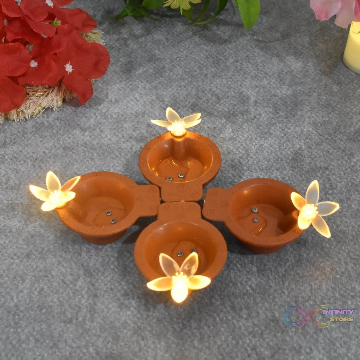 Flower Water Sensor Diyas for Diwali Decoration (6 Pcs Set) - infinityexculsivestore.com
