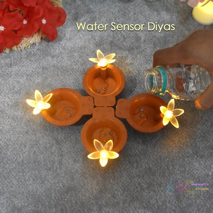 Flower Water Sensor Diyas for Diwali Decoration (6 Pcs Set) - infinityexculsivestore.com