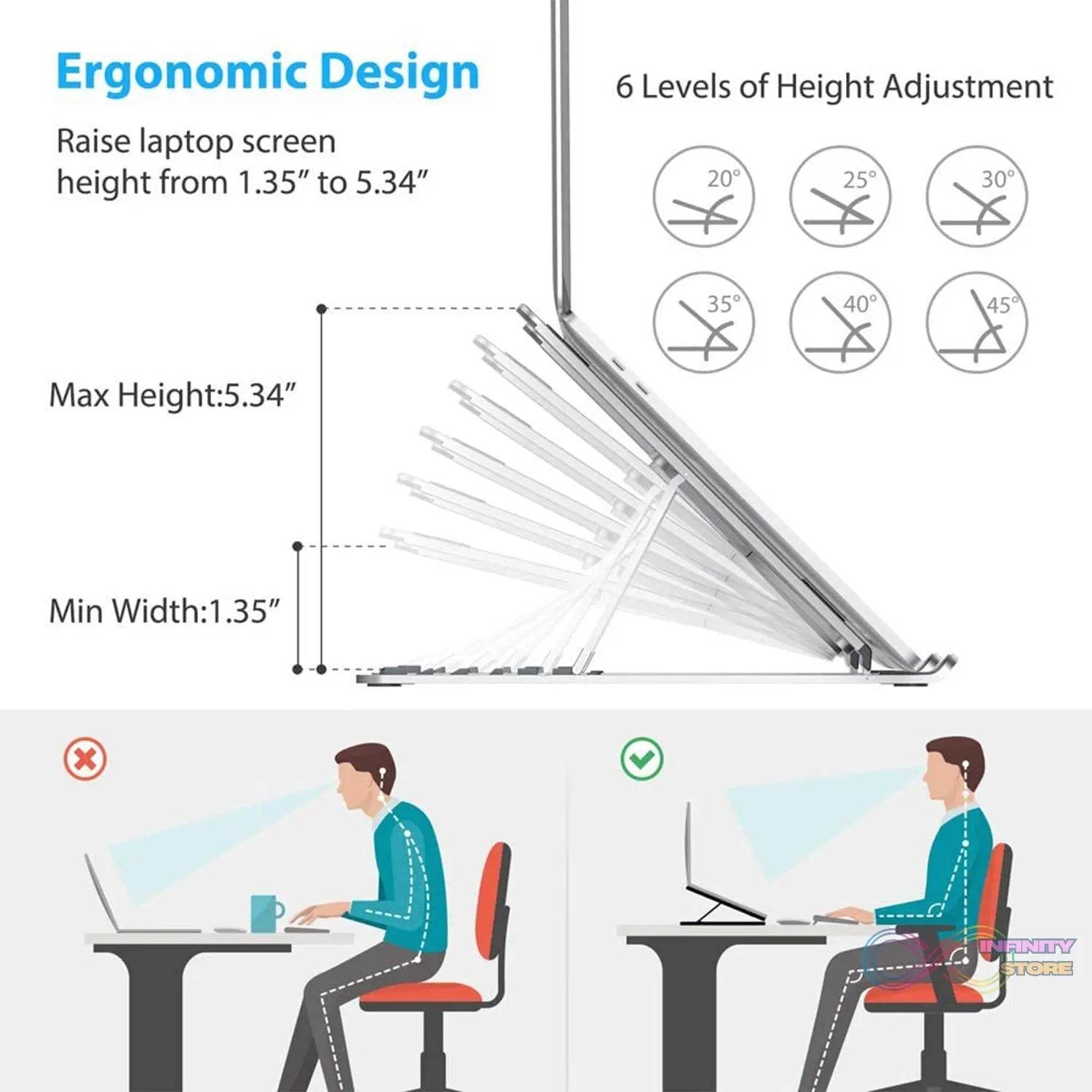 Foldable & Adjustable Portable Laptop Stand for laptops - infinityexculsivestore.com