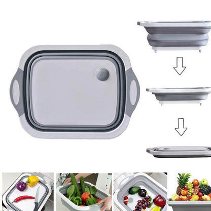 Foldable Chopping Board, Dish Rack, Washing Bowl & Draining Basket, 3in1 Multi-Function - infinityexculsivestore.com
