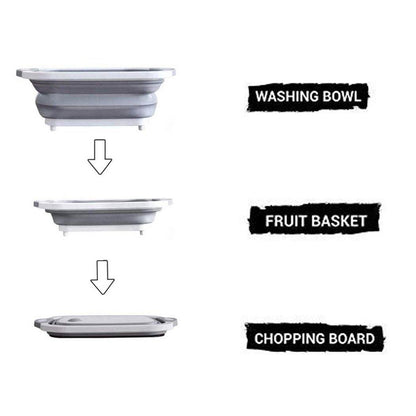 Foldable Chopping Board, Dish Rack, Washing Bowl & Draining Basket, 3in1 Multi-Function - infinityexculsivestore.com