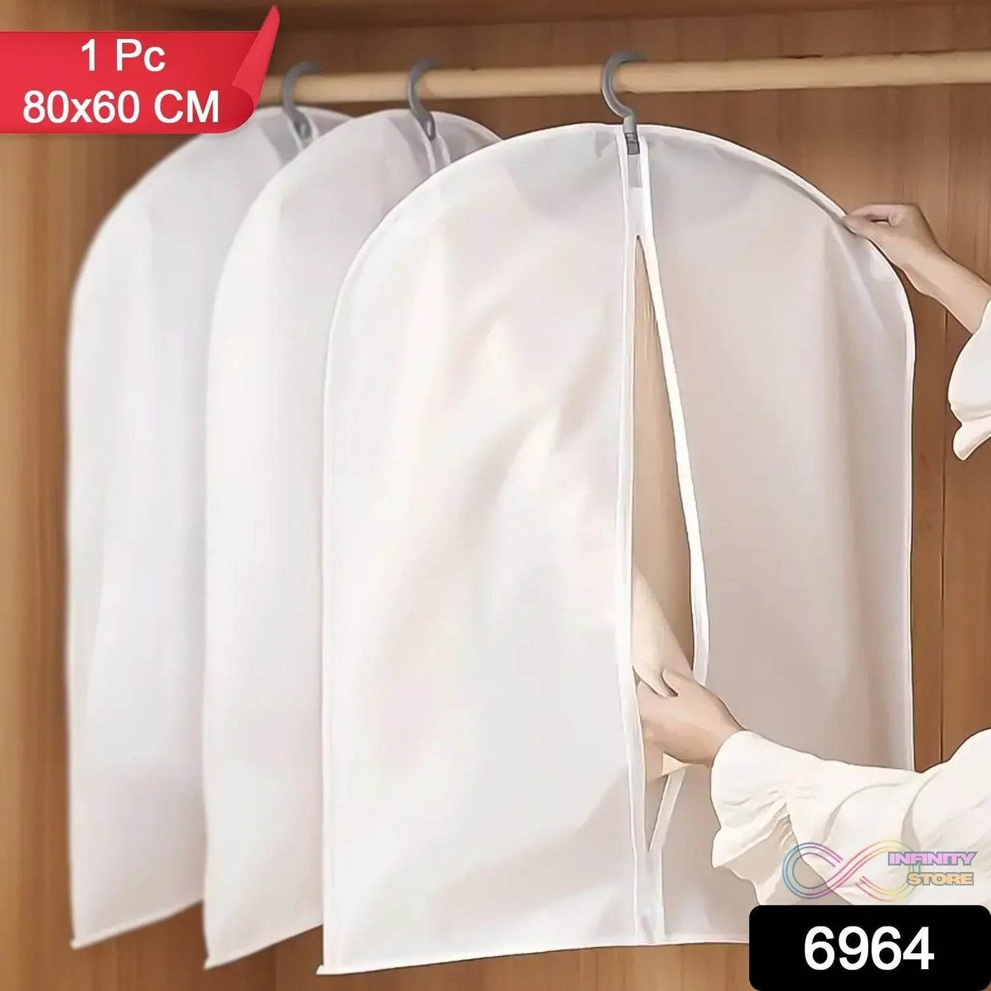 Foldable Non Woven Men's Coat Blazer Suit Cover (80×60 CM / 1 Pc / White Side Chain Suit Cover) - infinityexculsivestore.com