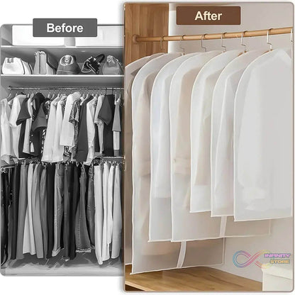 Foldable Non Woven Men's Coat Blazer Suit Cover (80×60 CM / 1 Pc / White Side Chain Suit Cover) - infinityexculsivestore.com