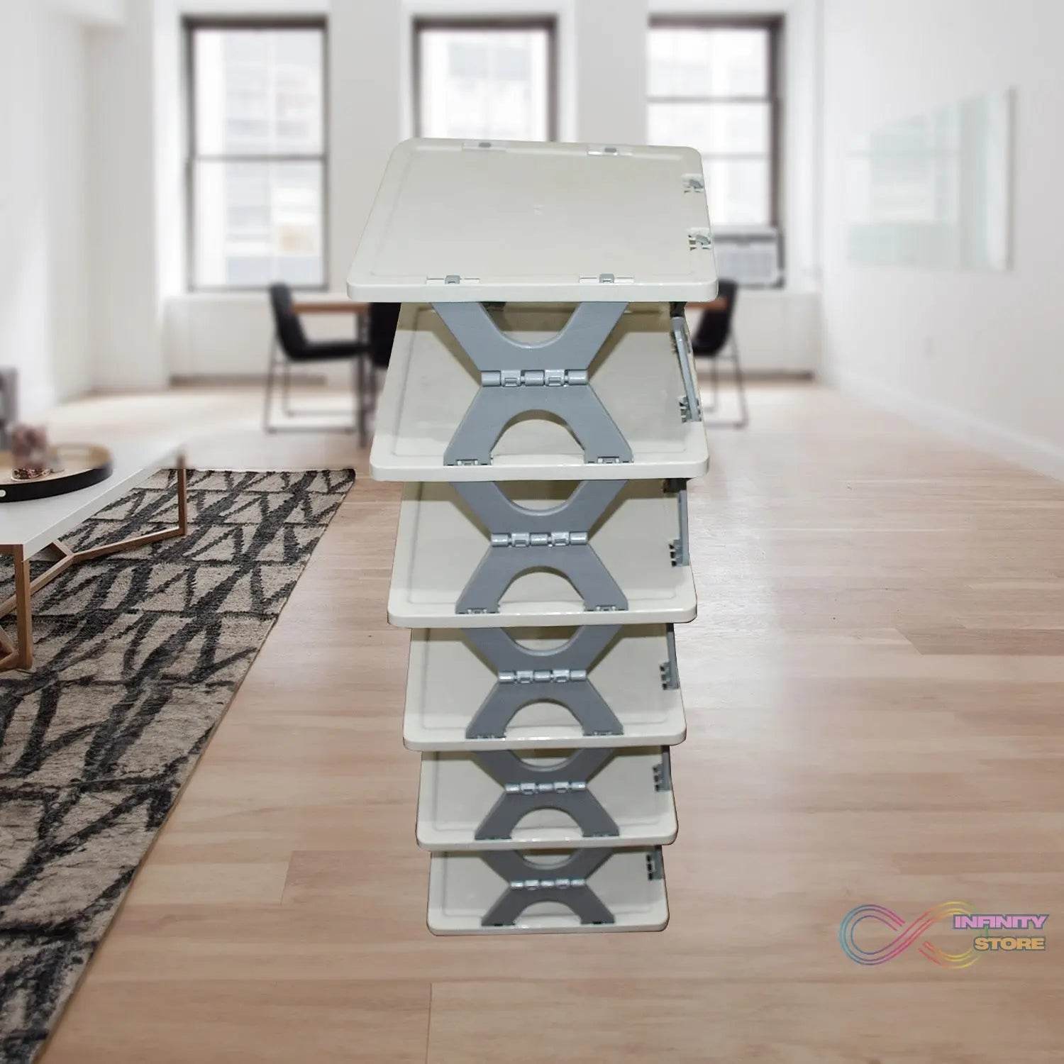 Foldable Shoe Rack (1 Pc, 6 Layers): Space-Saving, Entryway Storage - infinityexculsivestore.com