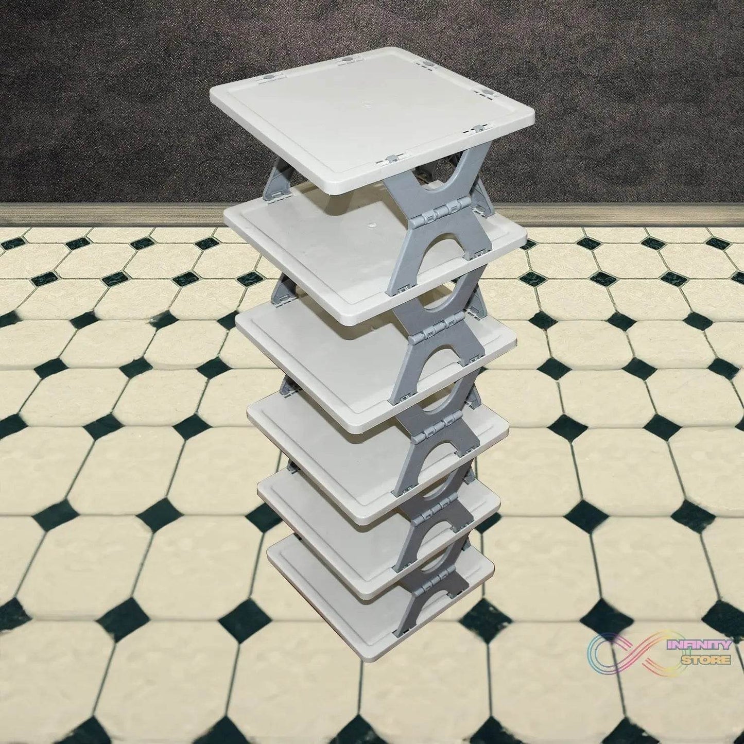 Foldable Shoe Rack (1 Pc, 6 Layers): Space-Saving, Entryway Storage - infinityexculsivestore.com