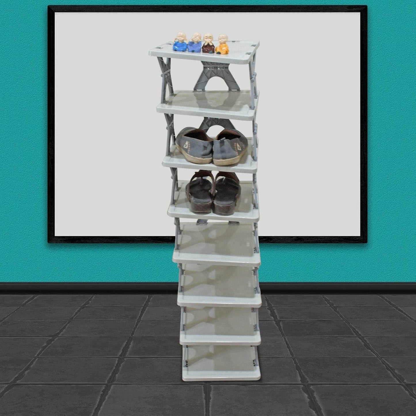 Foldable Shoe Rack (1 Pc, 8 Layers): Space-Saving, Entryway Storage - infinityexculsivestore.com