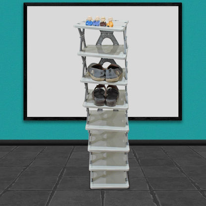 Foldable Shoe Rack (1 Pc, 8 Layers): Space-Saving, Entryway Storage - infinityexculsivestore.com