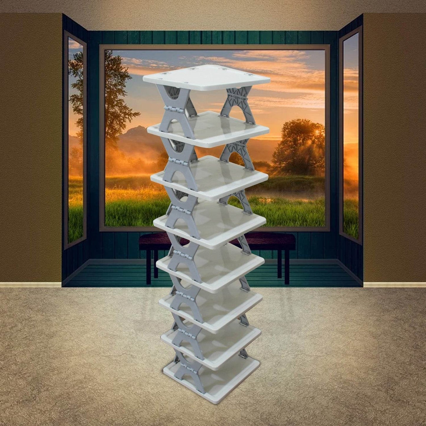 Foldable Shoe Rack (1 Pc, 8 Layers): Space-Saving, Entryway Storage - infinityexculsivestore.com