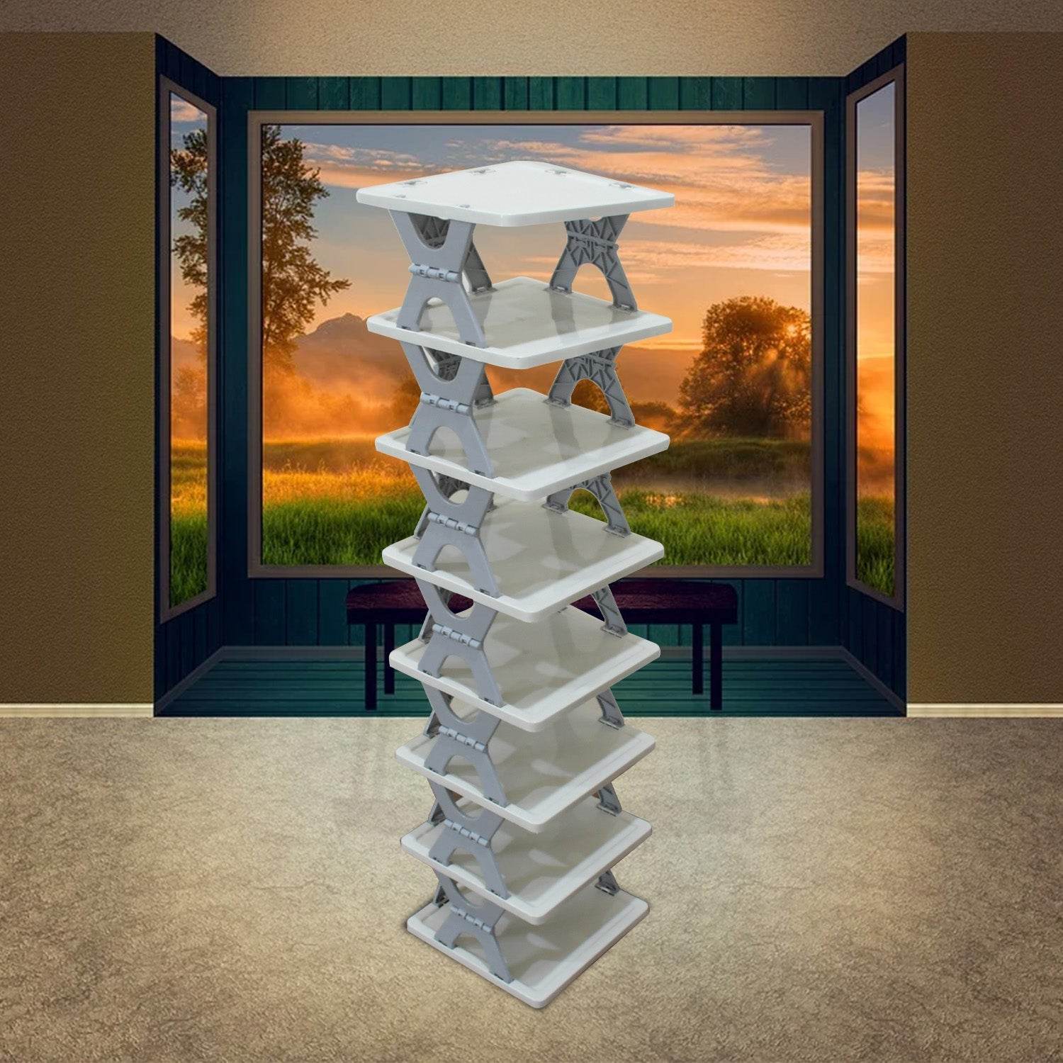 Foldable Shoe Rack (1 Pc, 8 Layers): Space-Saving, Entryway Storage - infinityexculsivestore.com