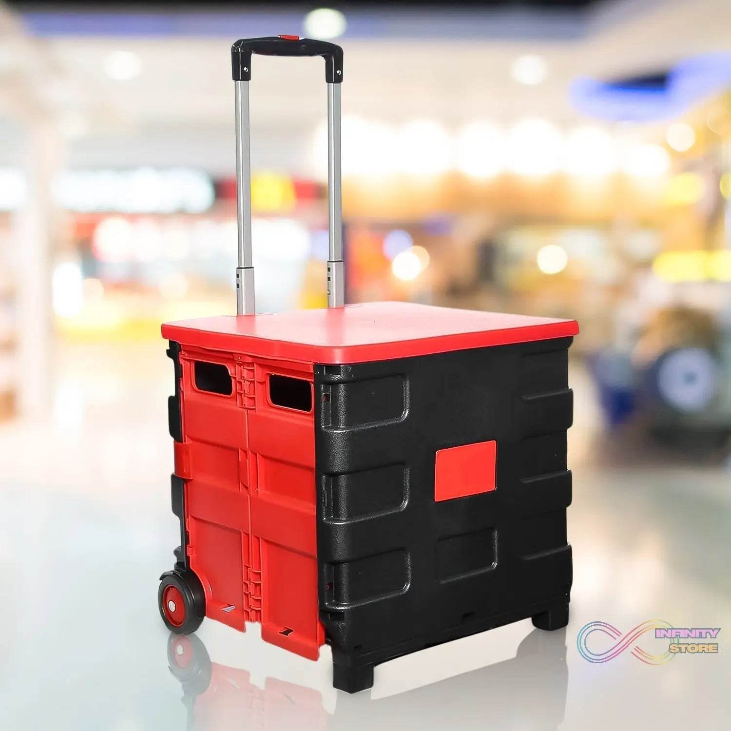 Foldable Shopping Grocery Trolley / Cart Travel Portable Food Basket (1 Pc) - infinityexculsivestore.com