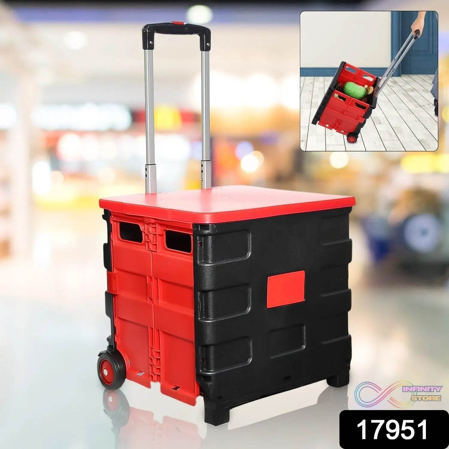 Foldable Shopping Grocery Trolley / Cart Travel Portable Food Basket (1 Pc) - infinityexculsivestore.com