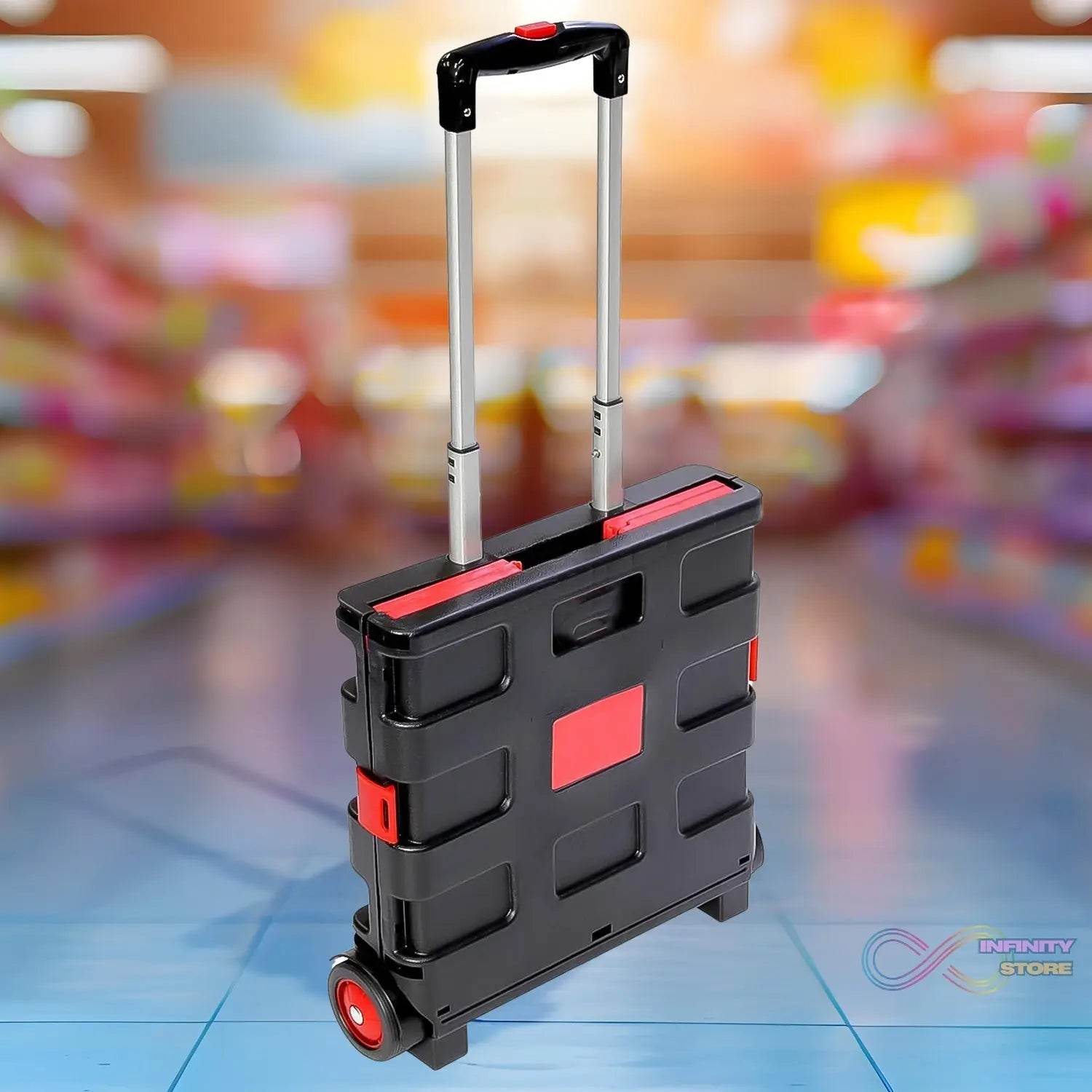 Foldable Shopping Grocery Trolley / Cart Travel Portable Food Basket (1 Pc) - infinityexculsivestore.com