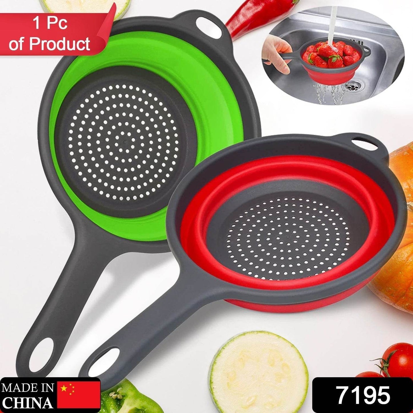 Foldable Silicone Colander for Fruit & Veggies - infinityexculsivestore.com