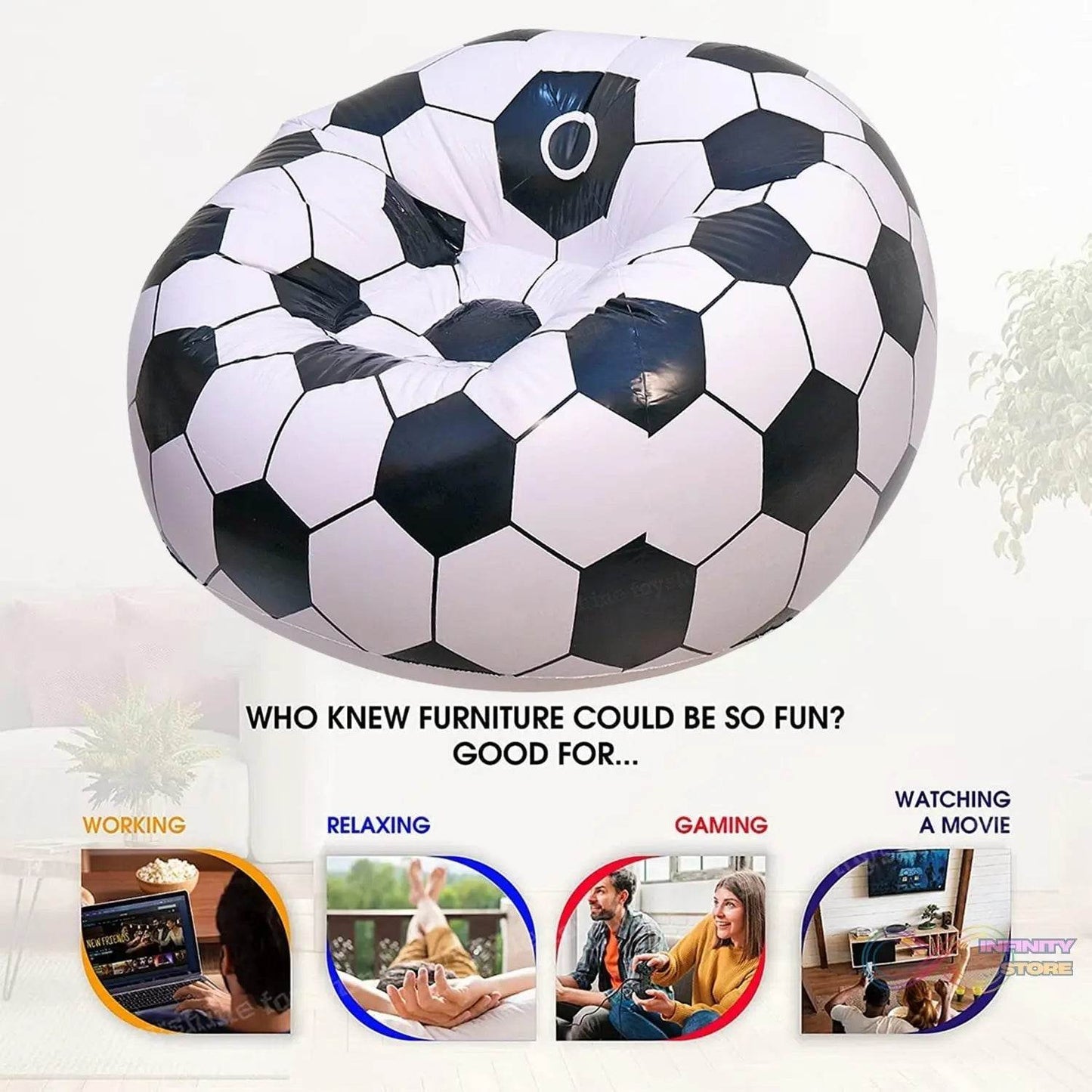 Foldable Sofa, Cartoon Style Inflatable Folding Chair, Ball Chair, Inflatable Sofa for Adults, Kids size (110cm x 80cm) - infinityexculsivestore.com