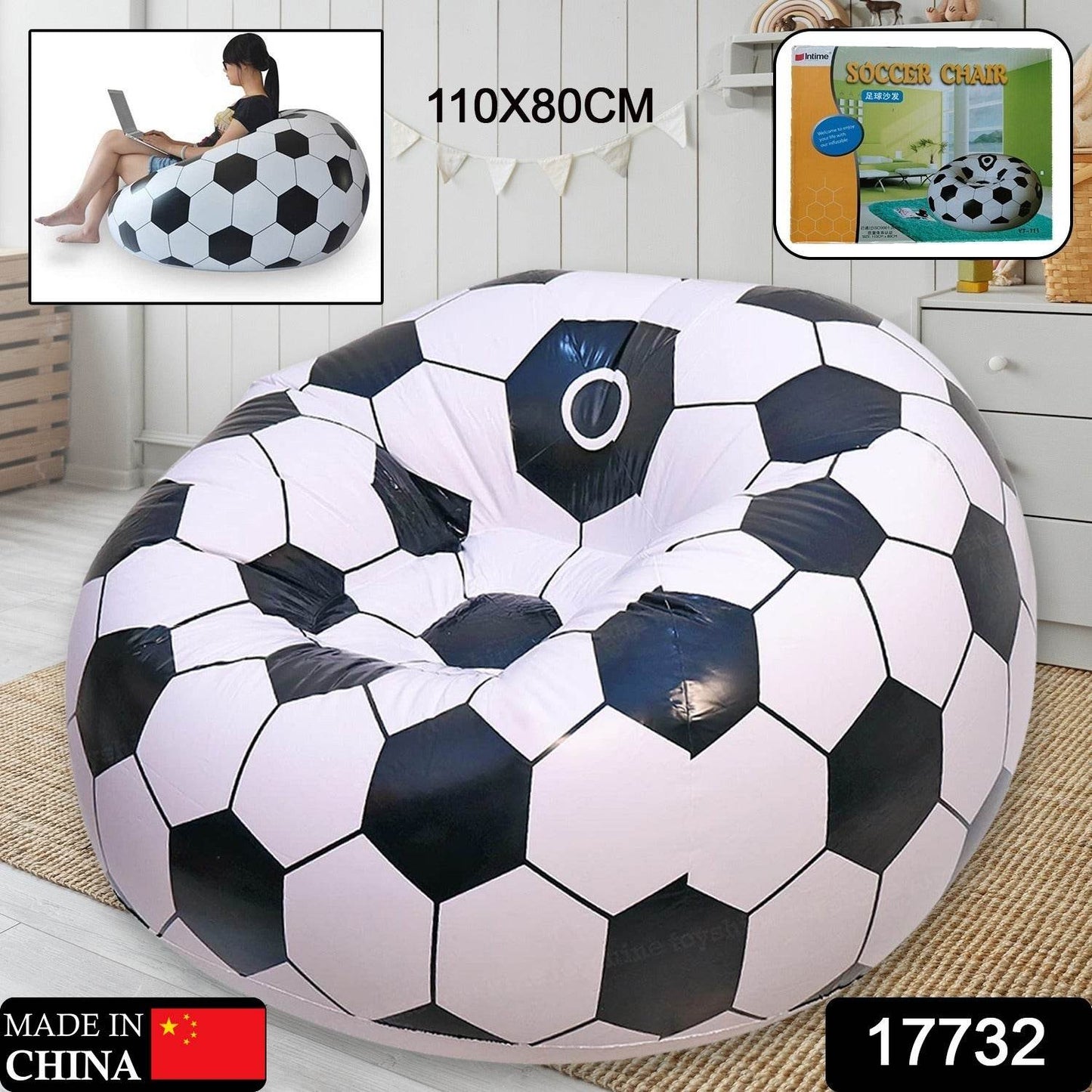 Foldable Sofa, Cartoon Style Inflatable Folding Chair, Ball Chair, Inflatable Sofa for Adults, Kids size (110cm x 80cm) - infinityexculsivestore.com