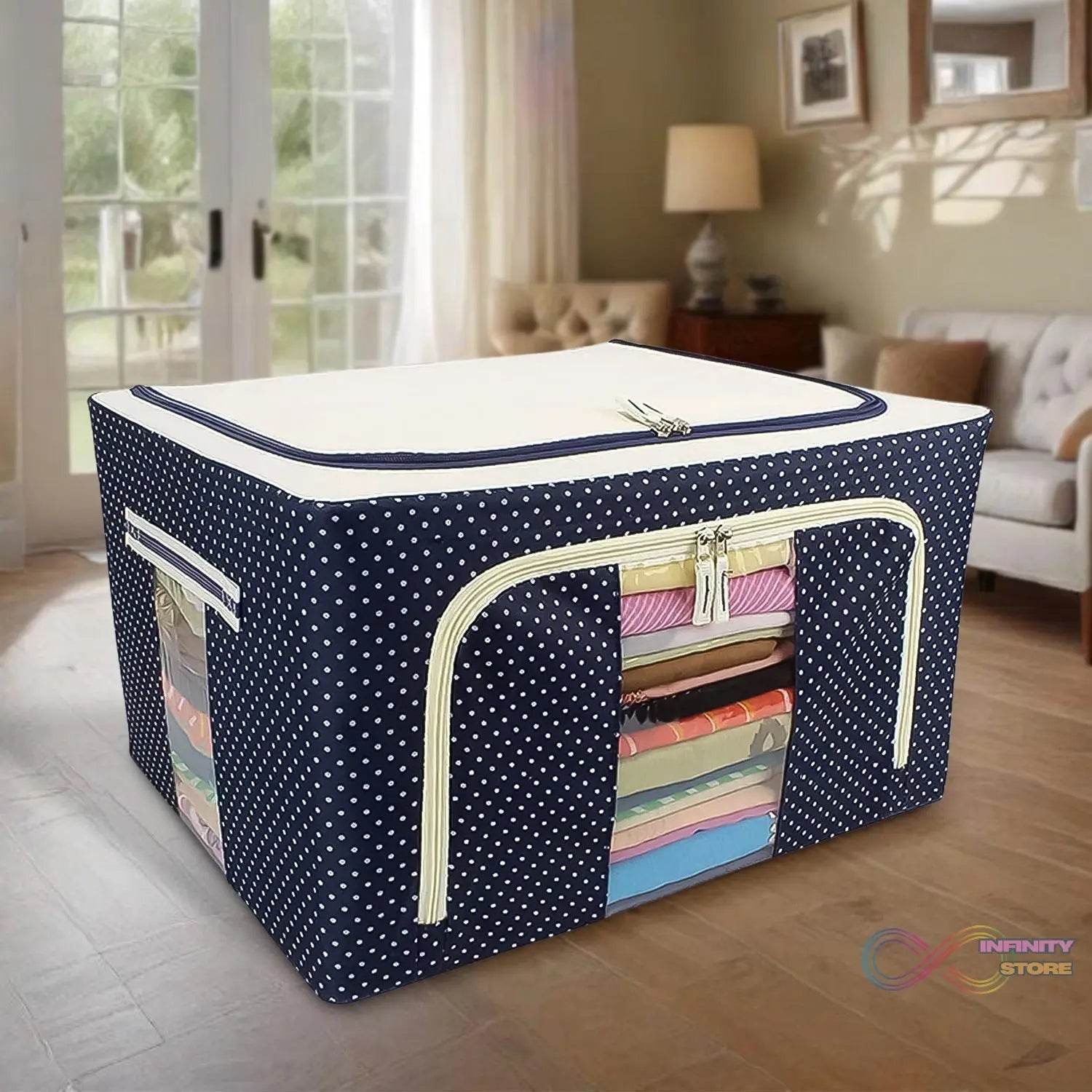 Foldable Steel Frame Clothes Living Storage Organizer Handled Bag - infinityexculsivestore.com