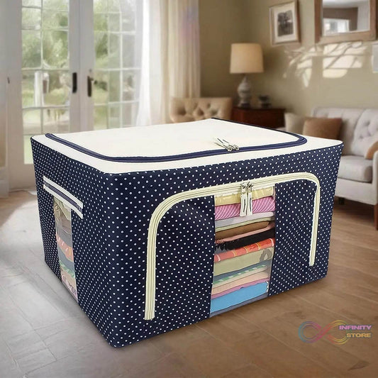 Foldable Steel Frame Clothes Living Storage Organizer Handled Bag - infinityexculsivestore.com