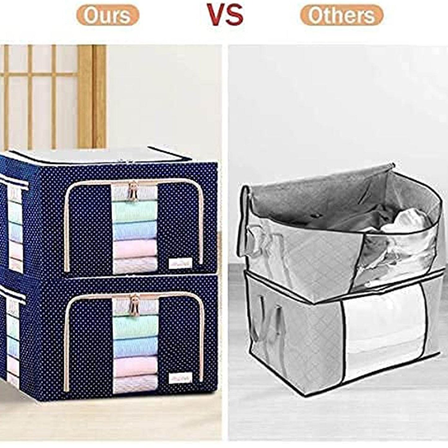 Foldable Steel Frame Clothes Living Storage Organizer Handled Bag - infinityexculsivestore.com