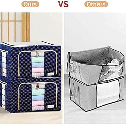 Foldable Steel Frame Clothes Living Storage Organizer Handled Bag - infinityexculsivestore.com