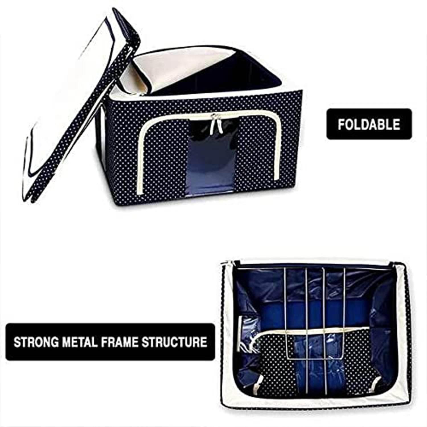 Foldable Steel Frame Clothes Living Storage Organizer Handled Bag - infinityexculsivestore.com