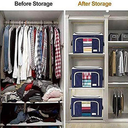 Foldable Steel Frame Clothes Living Storage Organizer Handled Bag - infinityexculsivestore.com