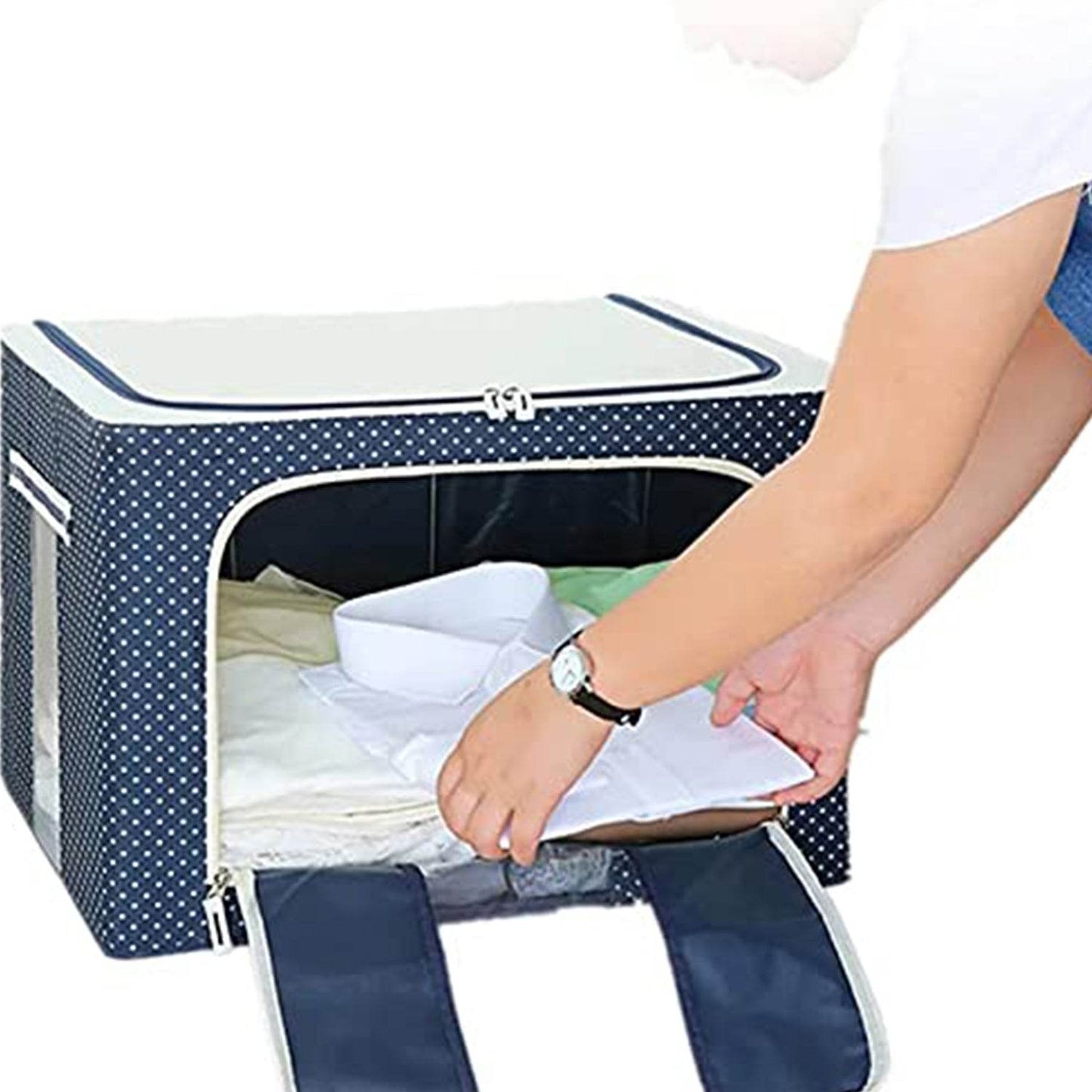 Foldable Steel Frame Clothes Living Storage Organizer Handled Bag - infinityexculsivestore.com