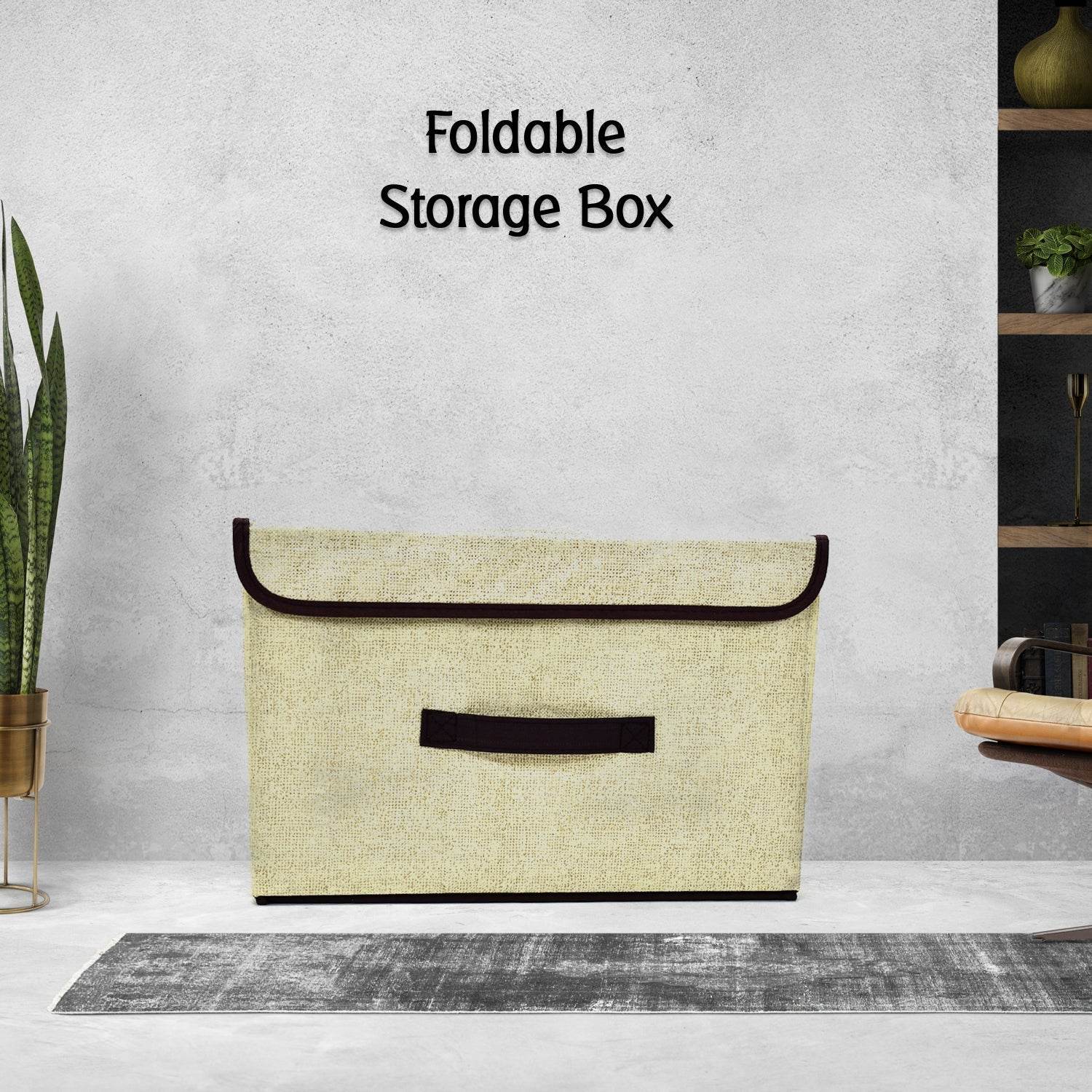 Foldable Storage Box with Lid and Handles, Cotton and Linen Storage Bins and Baskets Organizer for Nursery, Closet, Bedroom, Home - infinityexculsivestore.com