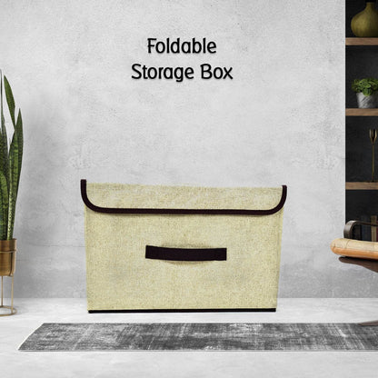 Foldable Storage Box with Lid and Handles, Cotton and Linen Storage Bins and Baskets Organizer for Nursery, Closet, Bedroom, Home - infinityexculsivestore.com