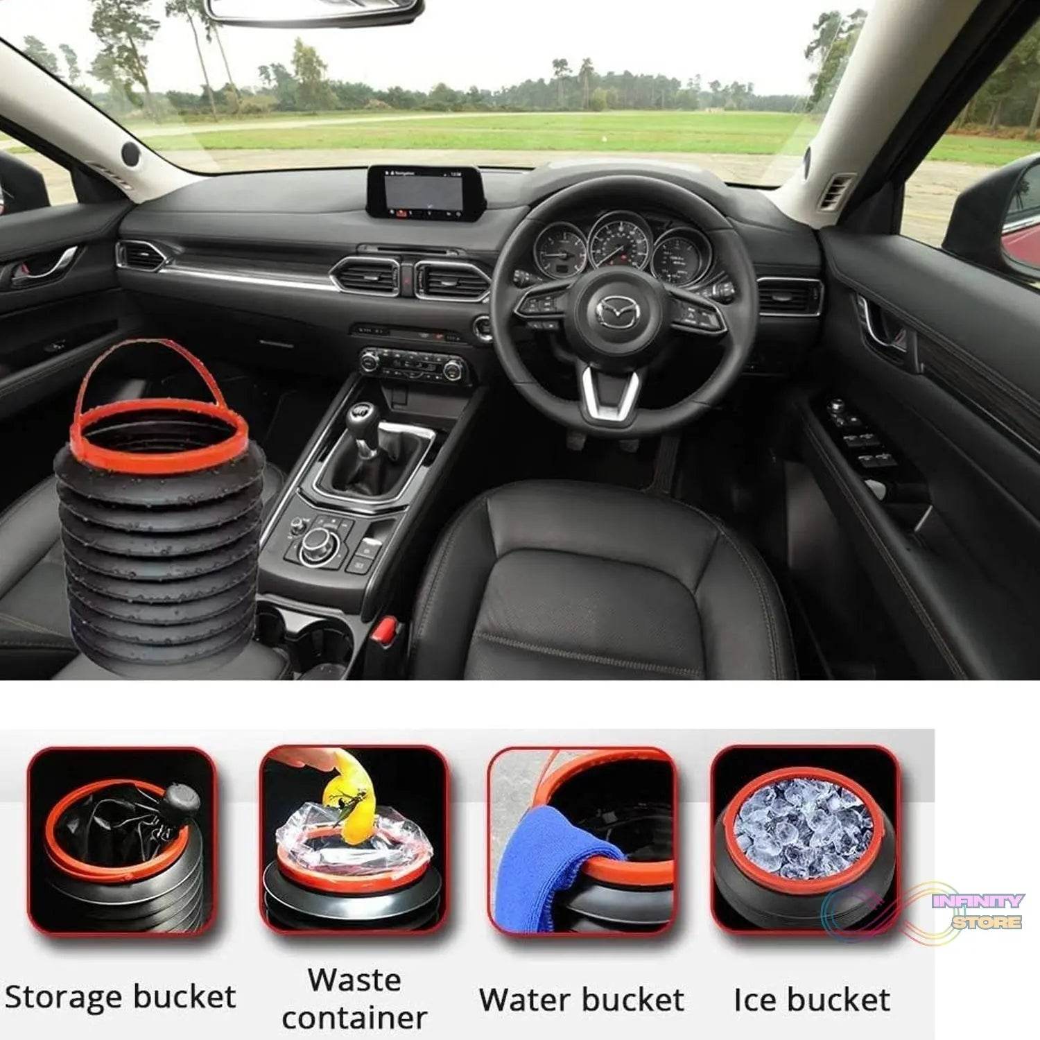 Foldable Storage Bucket, Water Container & Dustbin Multiuse Bucket For Home, Car & Kitchen Use Bucket - infinityexculsivestore.com