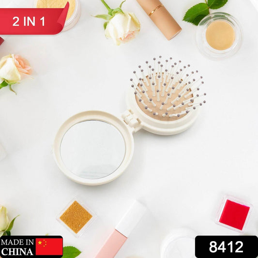 Foldable Travel Mirror Hair Brushes, 1pc Round Portable Folding Pocket Hair Brush, Mini Hair Comb Compact Travel Size, Hair Massage Comb, For Men Women And Girls - infinityexculsivestore.com