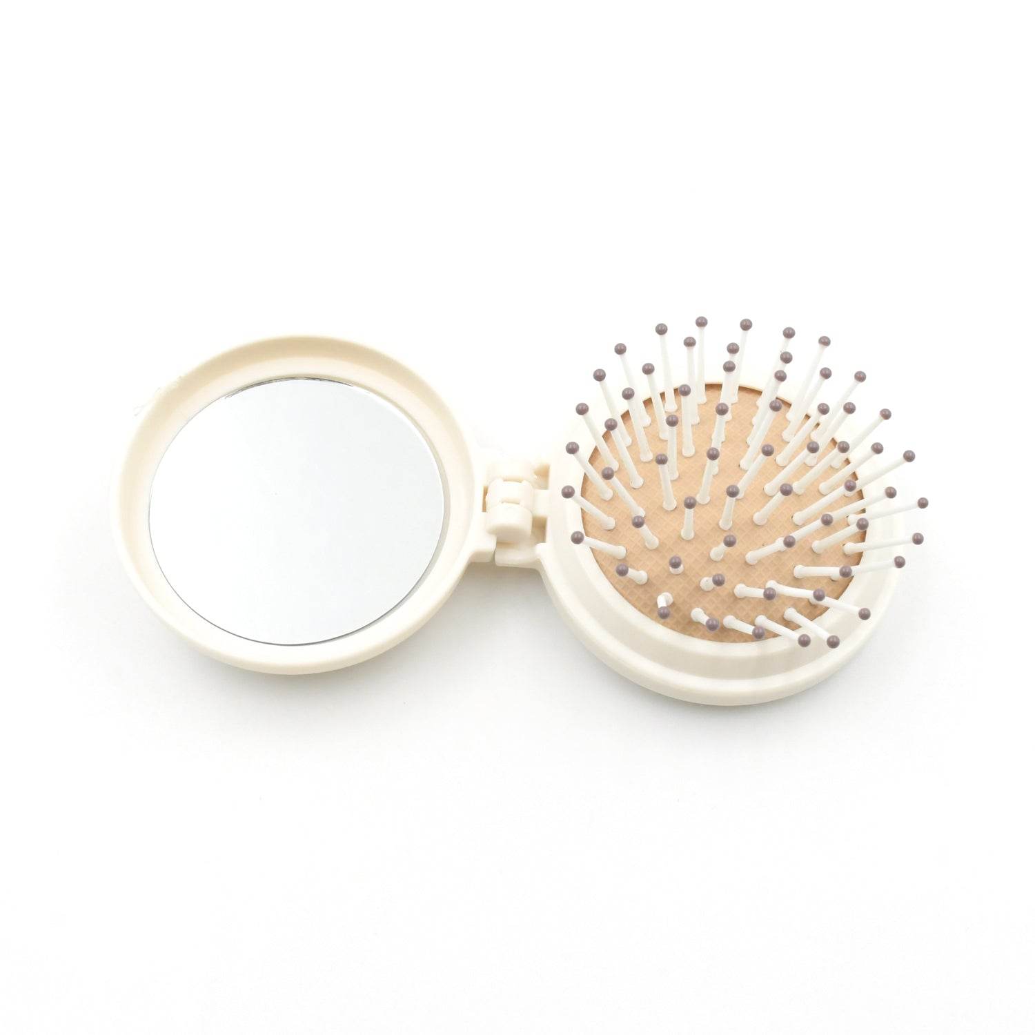 Foldable Travel Mirror Hair Brushes, 1pc Round Portable Folding Pocket Hair Brush, Mini Hair Comb Compact Travel Size, Hair Massage Comb, For Men Women And Girls - infinityexculsivestore.com