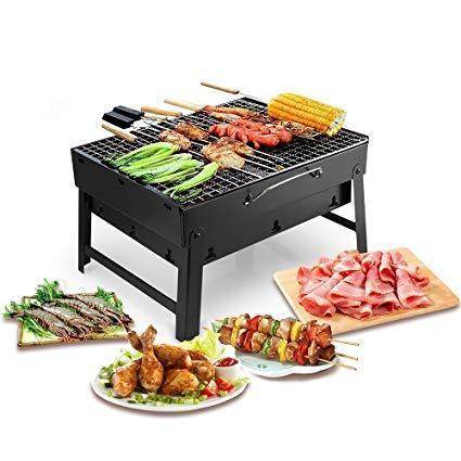 Folding Barbeque Charcoal Grill Oven (Black, Carbon Steel) - infinityexculsivestore.com
