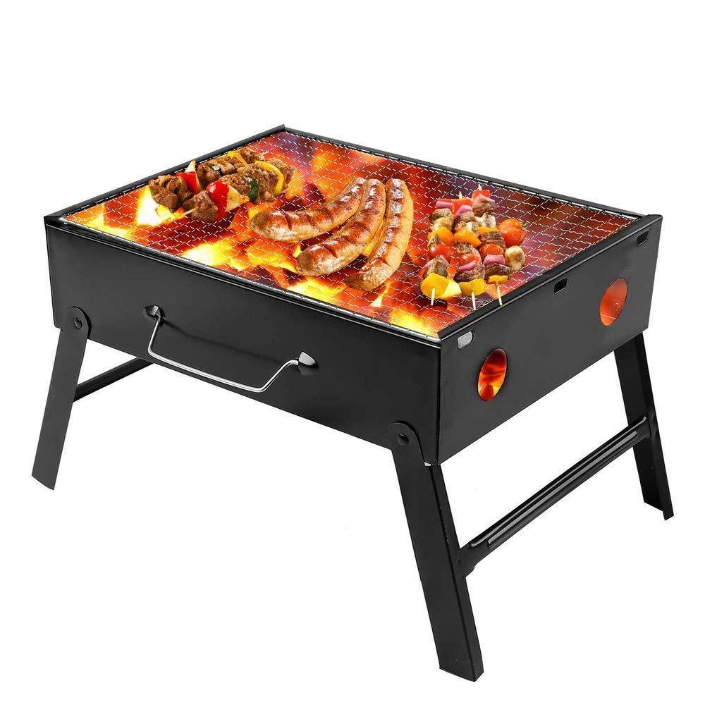 Folding Barbeque Charcoal Grill Oven (Black, Carbon Steel) - infinityexculsivestore.com