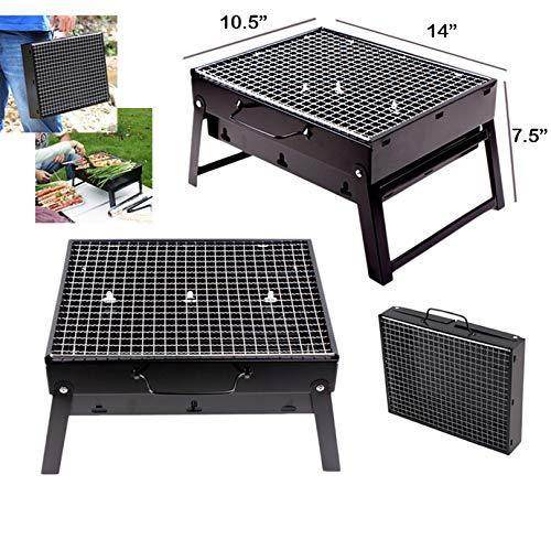 Folding Barbeque Charcoal Grill Oven (Black, Carbon Steel) - infinityexculsivestore.com