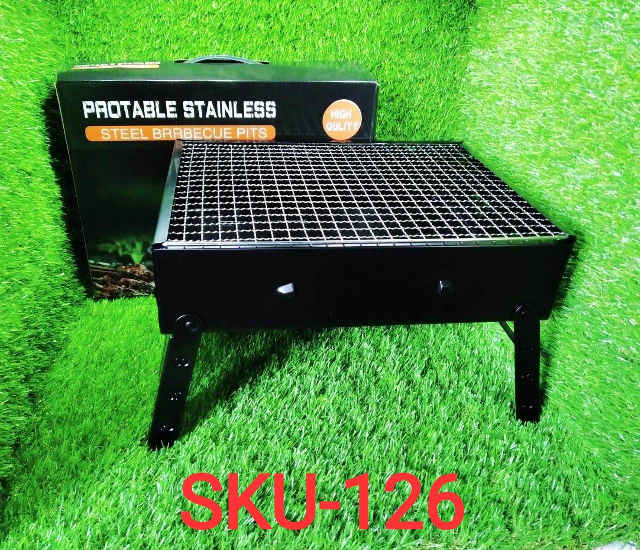 Folding Barbeque Charcoal Grill Oven (Black, Carbon Steel) - infinityexculsivestore.com