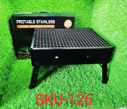 Folding Barbeque Charcoal Grill Oven (Black, Carbon Steel) - infinityexculsivestore.com