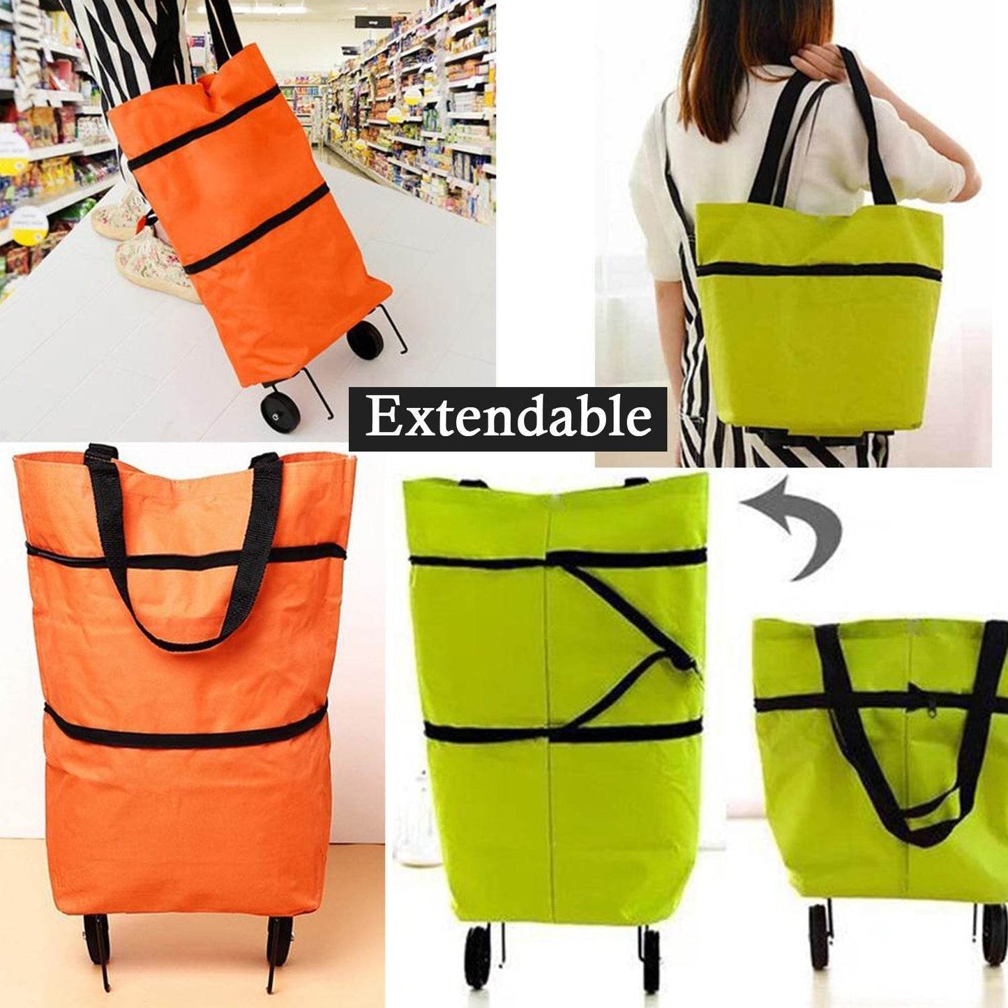 Folding Cart Bags Trolley Shopping Bag For Travel Luggage - infinityexculsivestore.com