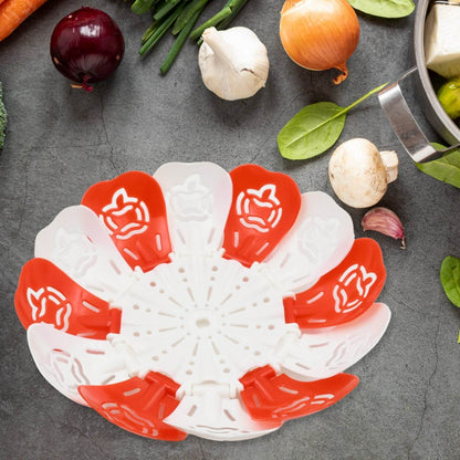 Folding Fruit Basket | Foldable Basket | Fruit Bucket |Basket with Hanging Stand | Fruit and Vegetables Basket | Foldable Lotus Shape Basket Tray for Multi-use (1 Pc) - infinityexculsivestore.com