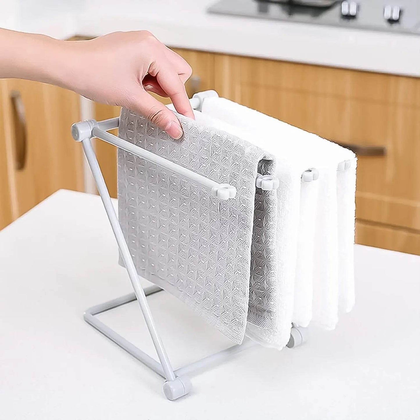 Folding Kitchen Bathroom Towel Rack, Towel Stand (1 Pc) - infinityexculsivestore.com
