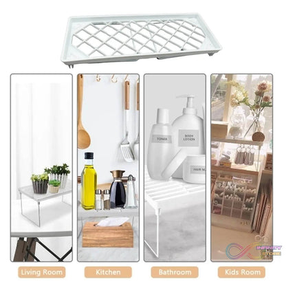 Folding Storage Organizer Stack Shelf Rack (1 Pc) - infinityexculsivestore.com